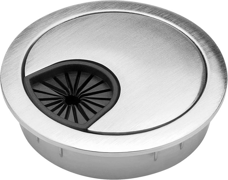 Petutu 2 Pack 2 Inch Metal Desk Grommet for Wire Organizer, Brushed Silver - Image 1